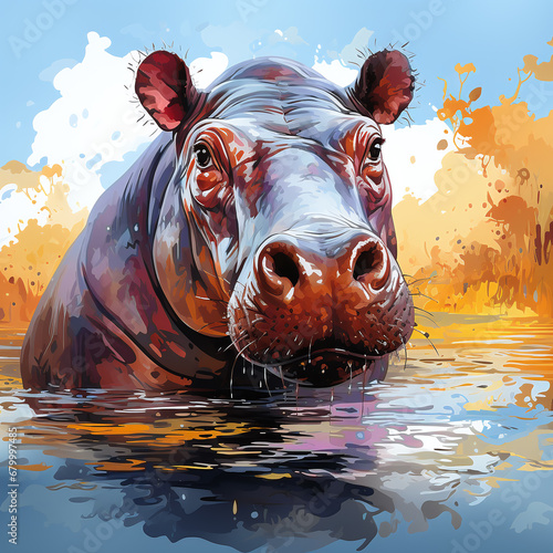hippopotamus painting  © bmf-foto.de