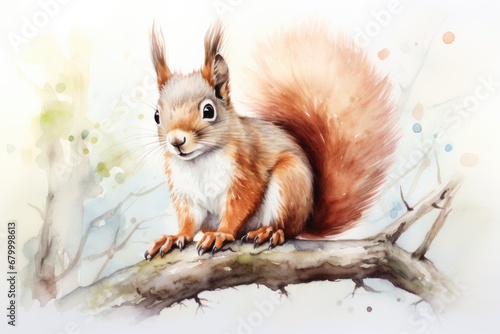 watercolor Squirrel Watercolor single squirrel animal Squirrel Wild Animal Illustration Hand Painted © PinkiePie