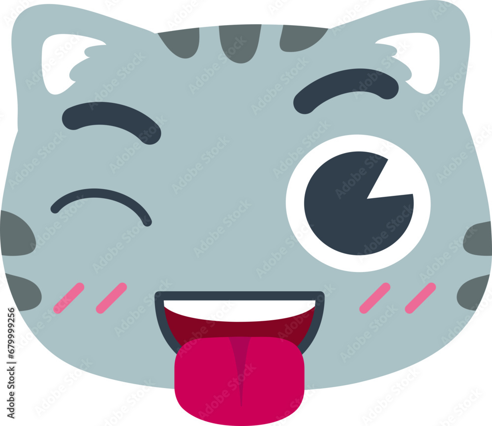 Face Emoji Gray Cat Tongue Out Wink Face Emoji Gray Cat Tongue Out Wink