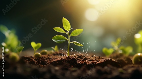 The concept of business growth using a metaphorical image of a seedling growing into a flourishing tree, symbolizing the progression and maturity of a business, AI generated photo