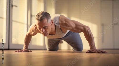 Illustrate the correct alignment and form for Downward-Facing Dog, emphasizing the elongation of the spine and the engagement of different muscle groups, AI generated photo