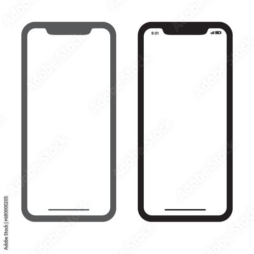 Flat blank smartphone mock up. Illustration on transparent background