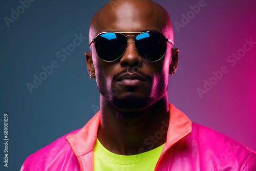 portrait of black man on vivid studio background