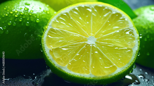 Juicy and fresh lime. Half a lime on a stone background