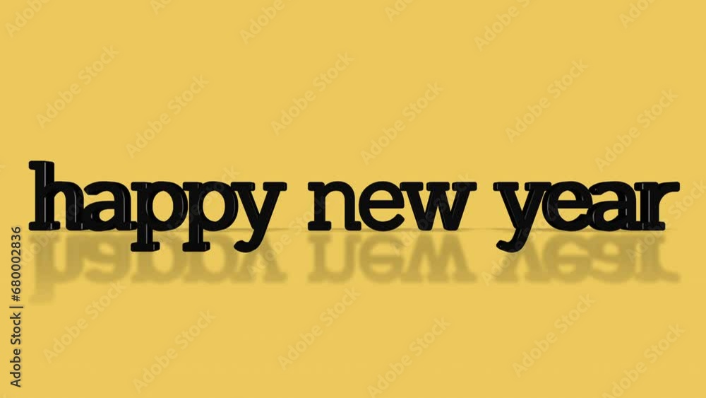 Rolling Happy New Year text on yellow gradient. Modern business promotions and seasonal events, motion abstract background marries festive cheer with modern style Rolling Happy New Year text on yellow gradient. Modern business promotions and seasonal events, motion abstract background marries festive cheer with modern style