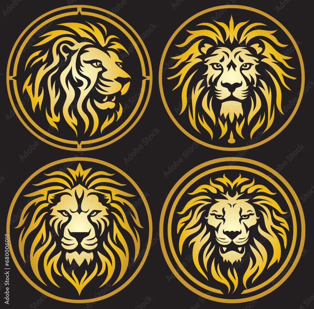 Bector emblems showcasing lions within a circular frame – an ideal logo for diverse businesses. Bector emblems showcasing lions within a circular frame – an ideal logo for diverse businesses.