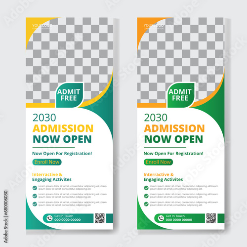 Modern school rollup banner design template
