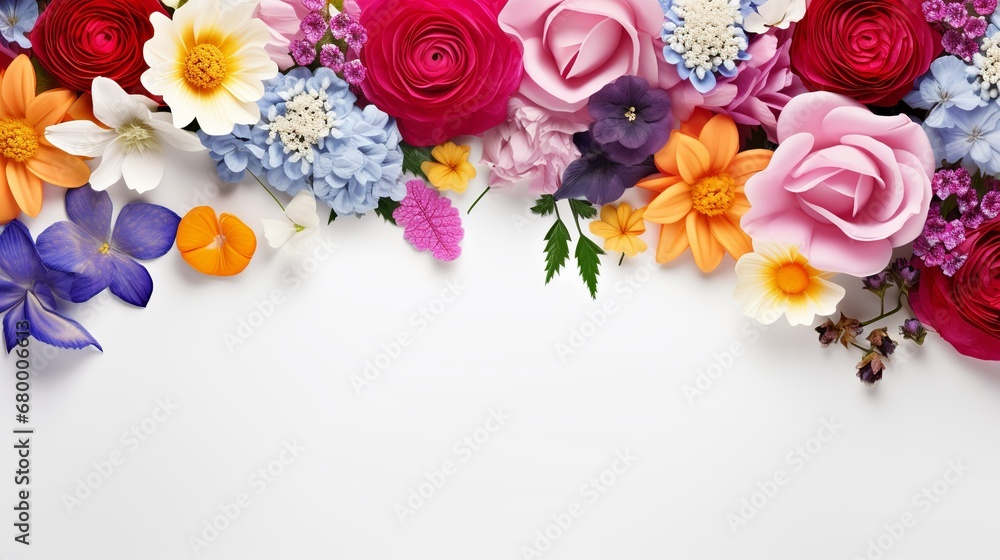 Pennant with botanical border blended blooms Pennant with botanical border blended blooms
