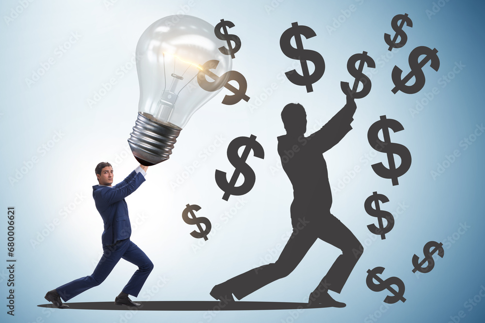 Businessman in money making idea concept Businessman in money making idea concept