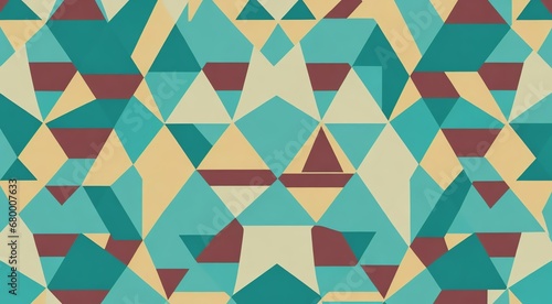 Retro inspired geometric pattern teal themed background from Generative AI