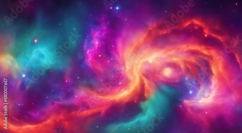 Vibrant and abstract cosmic nebula in space background with colorful swirling colors from Generative AI