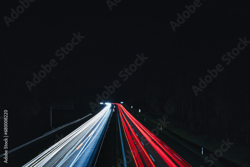 Langzeitbelichtung - Autobahn - Strasse - Traffic - Travel - Background - Line - Ecology - Highway - Long Exposure - Motorway - Night Traffic - Light Trails - High quality photo	 photo