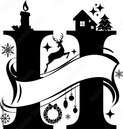 Letter H, Christmas Split Alphabet, Christmas Monogram, Christmas Letters