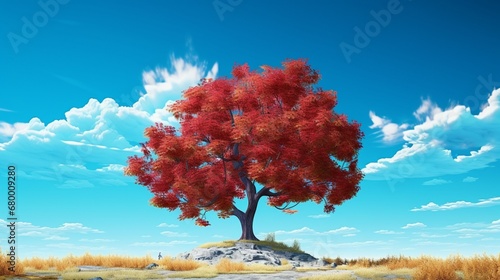 vibrant tree standing tall under a clear blue sky