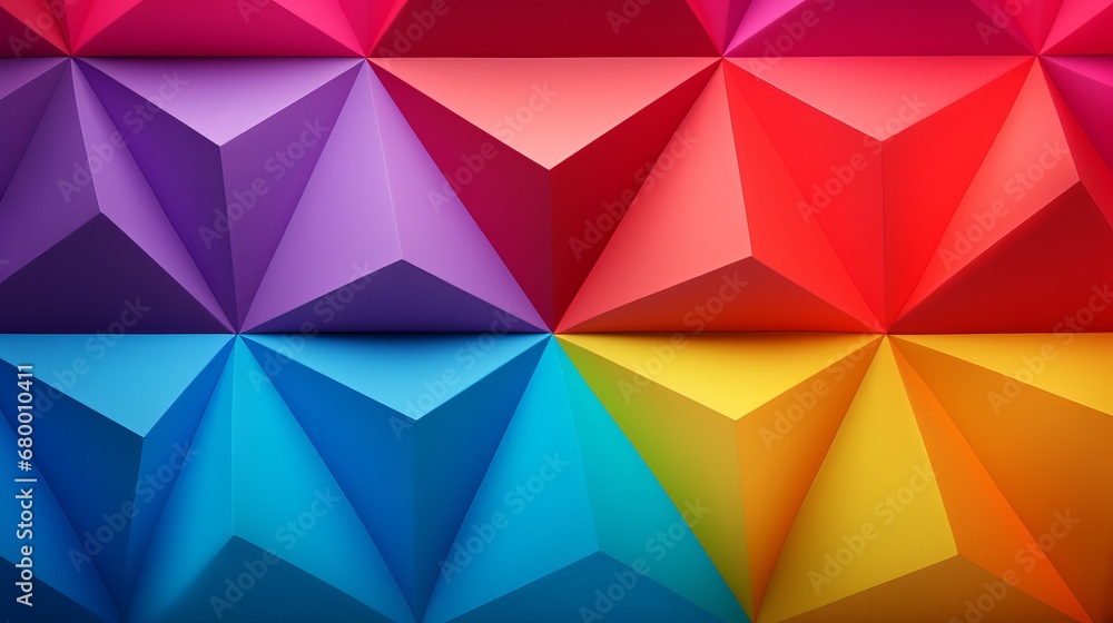 Wallpaer with 3d triangles in striking colors Wallpaer with 3d triangles in striking colors
