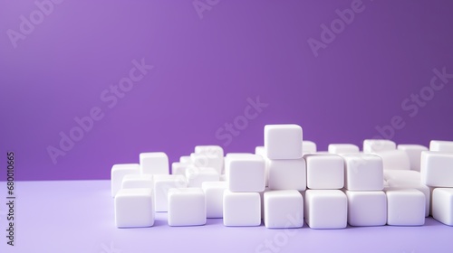 White 3d shapes assorment on purple foundation tall point