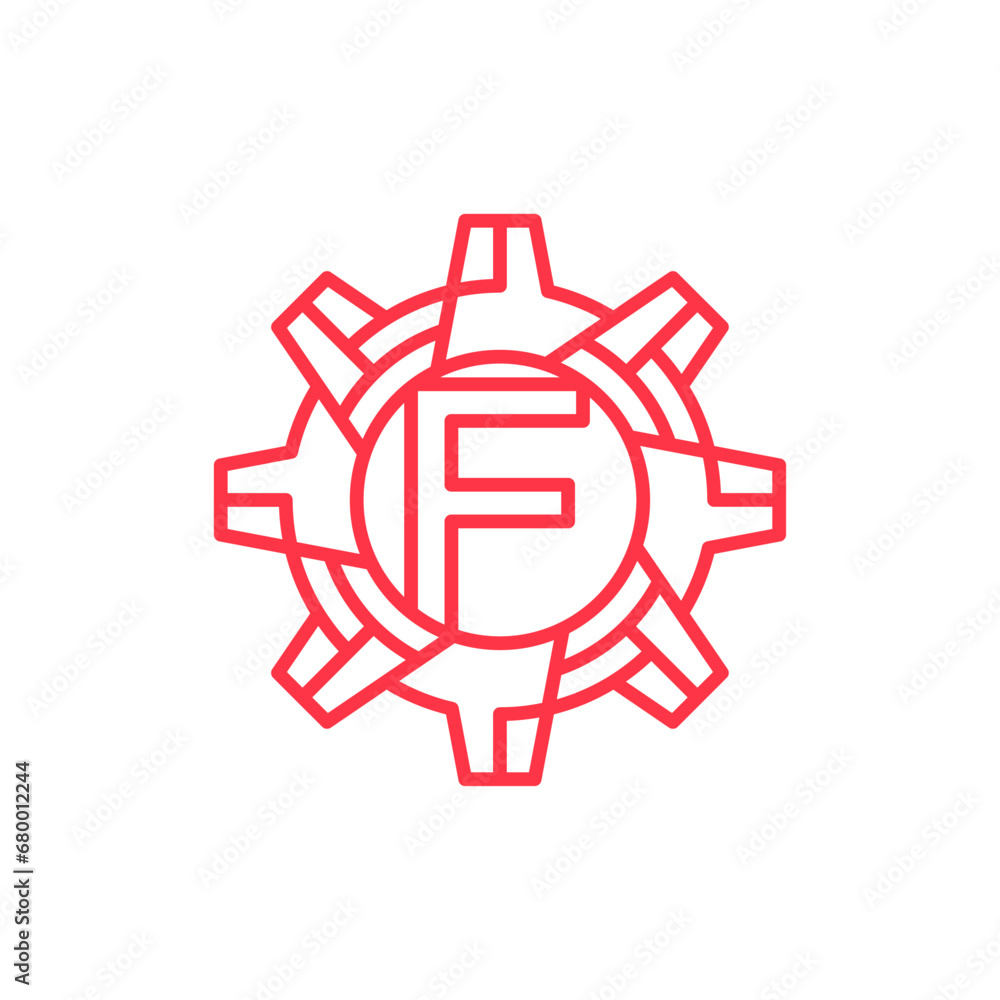 Initial Letter F gear engineering logo design vector Initial Letter F gear engineering logo design vector
