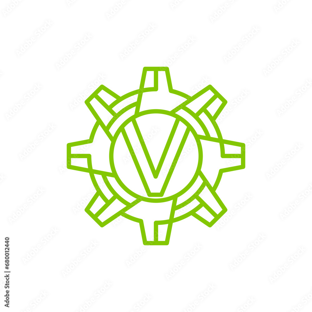 Initial Letter V gear engineering logo design vector Initial Letter V gear engineering logo design vector