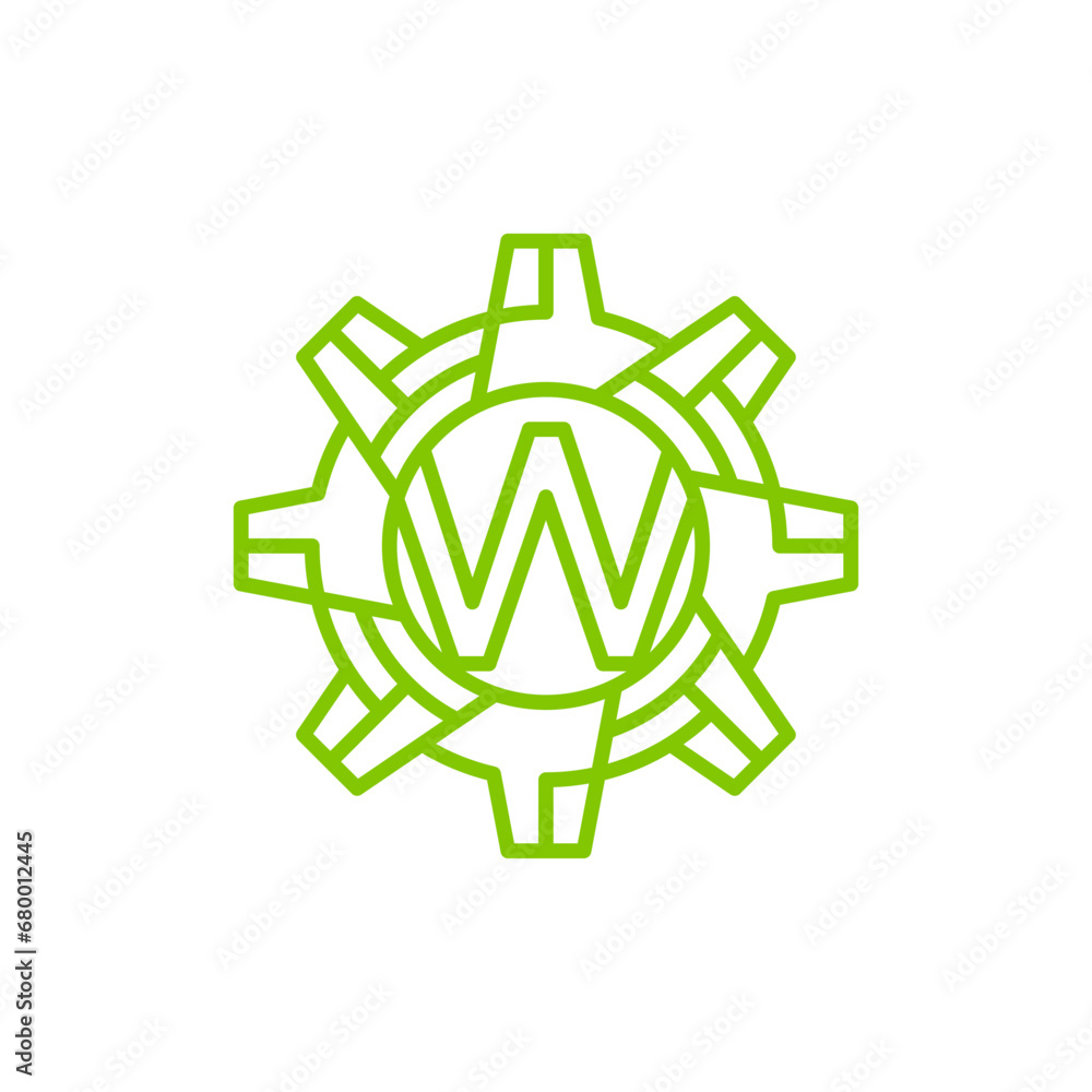 Initial Letter W gear engineering logo design vector Initial Letter W gear engineering logo design vector