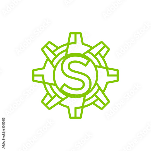 Initial Letter S gear engineering logo design vector