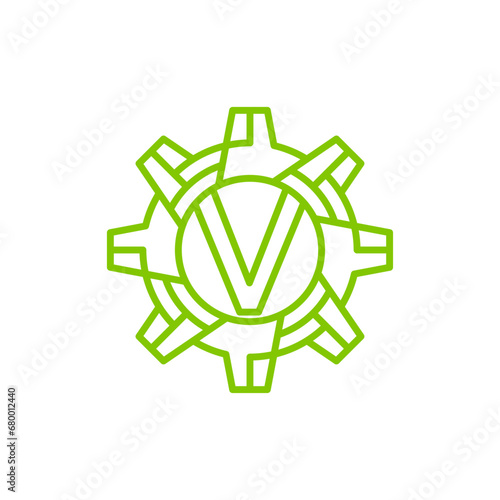 Initial Letter V gear engineering logo design vector