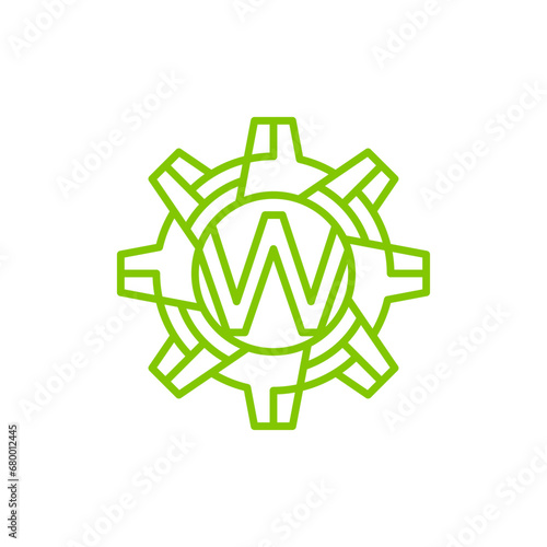 Initial Letter W gear engineering logo design vector