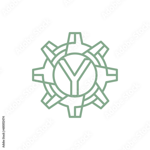 Initial Letter Y gear engineering logo design vector