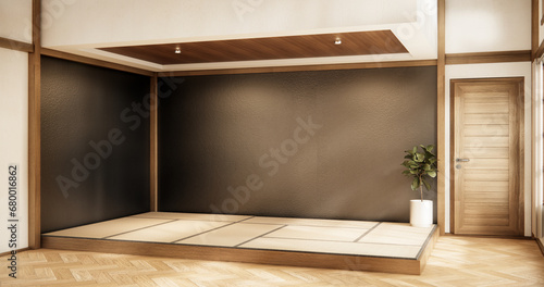 Wallpaper Mural Interior, Empty room and tatami mat floor room japanese style. 3D rendering Torontodigital.ca