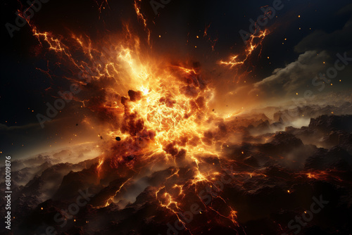planet on fire ,global warming ,magnetic storm concept photo