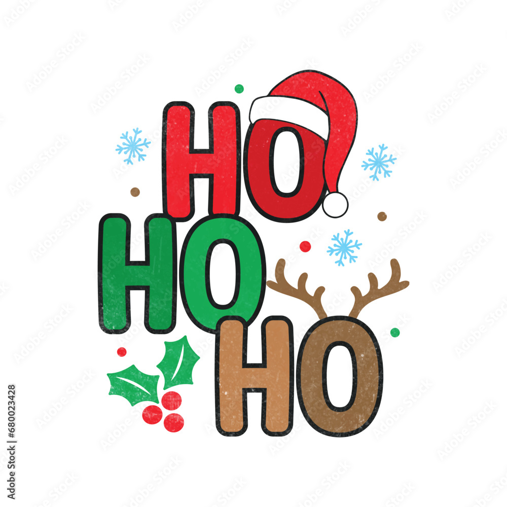 Ho Ho Ho. Christmas T-shirt design, Posters, Greeting Cards, Textiles, and Sticker Vector Illustration Design Ho Ho Ho. Christmas T-shirt design, Posters, Greeting Cards, Textiles, and Sticker Vector Illustration Design