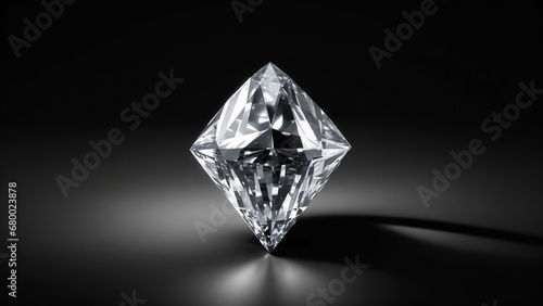 diamond on black background with shadow  close up