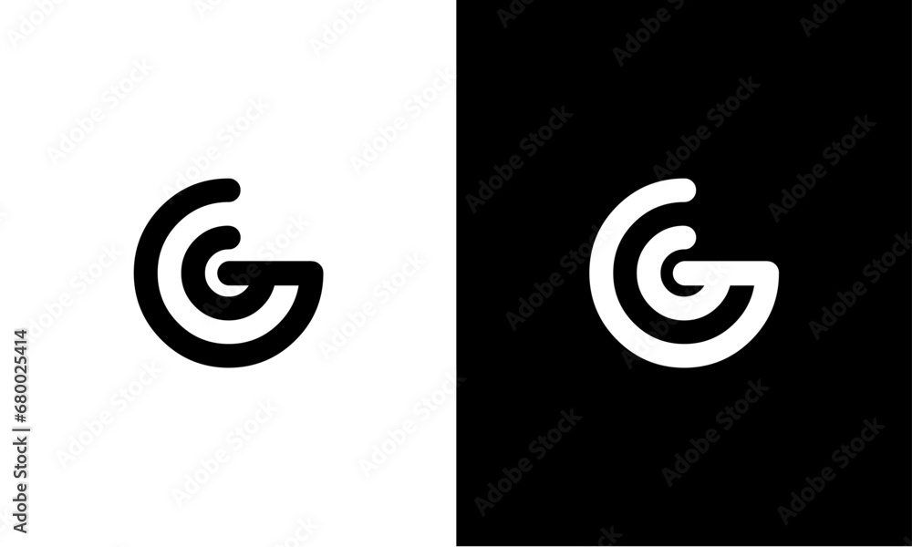 G letter logo circle curved outline - obrazy, fototapety, plakaty 
