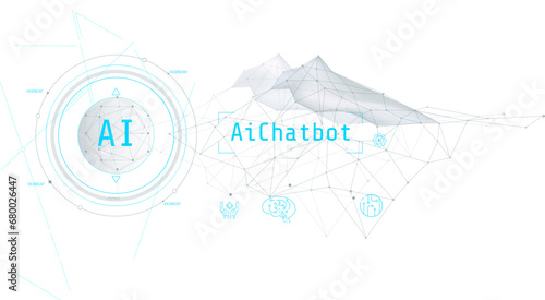 Digital artificial intelligence with hologram icons.