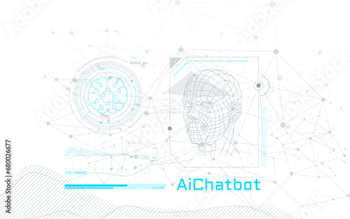 Virtual infographics with a 3D model of a human head.