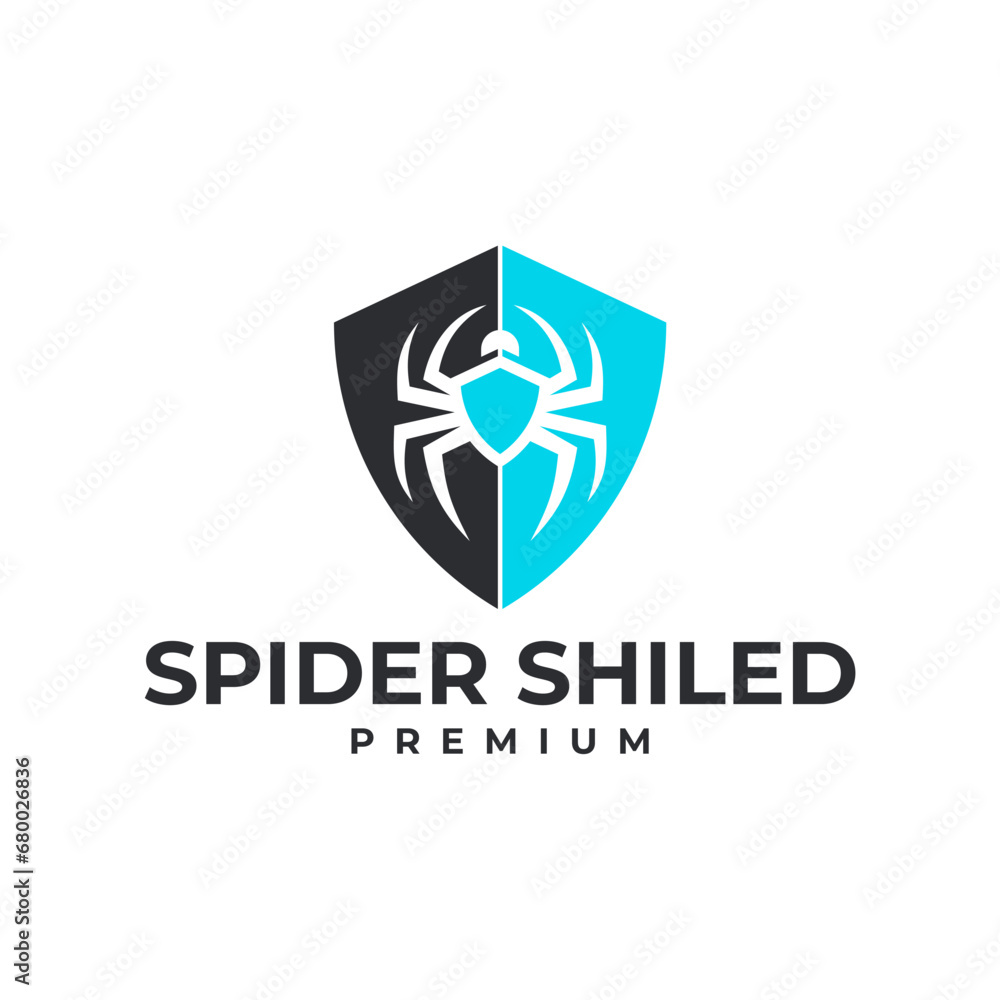 SPIDER SHIELD PEST LOGO VECTOR ICON ILLUSTRATION SPIDER SHIELD PEST LOGO VECTOR ICON ILLUSTRATION