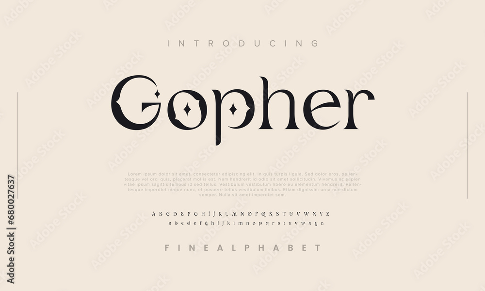 Gopher is a modern elegant display font. The Gopher typeface has a high-contrast and a thin hairline, this gives the typeface a modern but nostalgic look