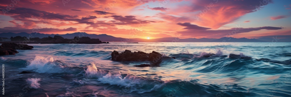 Sunset Colors On Ocean Horizon Motion, Banner Image For Website, Background abstract , Desktop Wallpaper