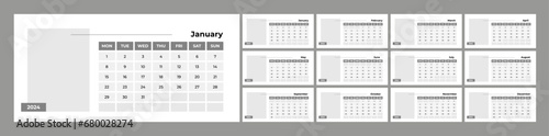 2024 calendar design template with blank space for photo.