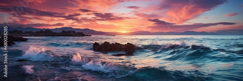 Sunset Colors On Ocean Horizon Motion  Banner Image For Website  Background abstract   Desktop Wallpaper
