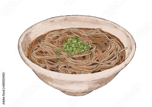 かけそばのイラスト（水彩風）