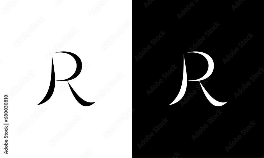 Abstract curved line R letter logo