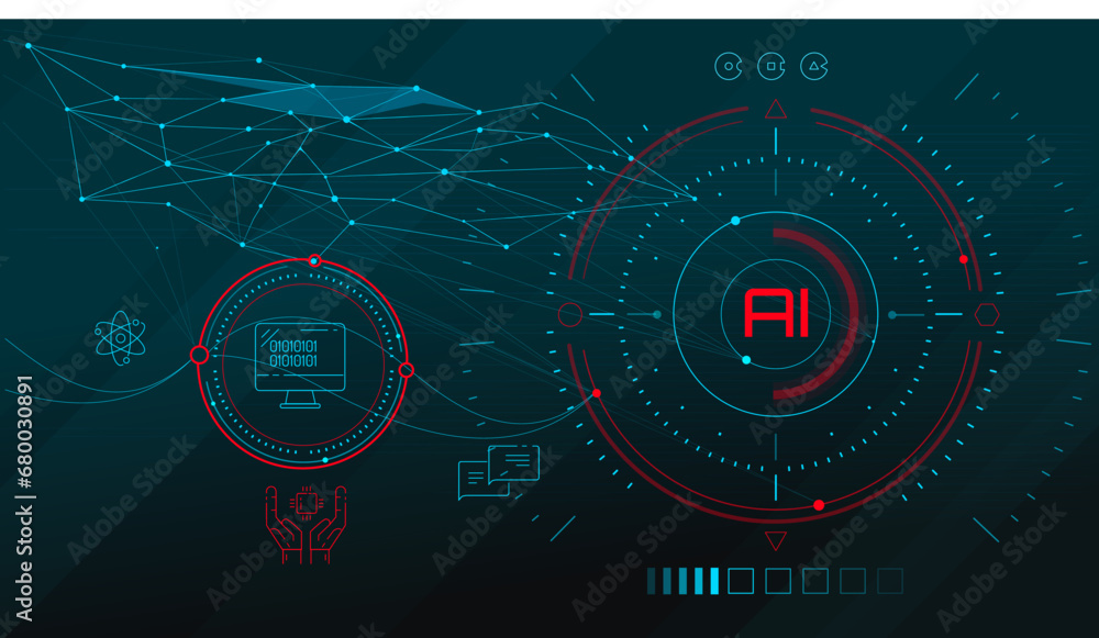 Obraz premium Artificial intelligence with digital data analysis and machine learning.