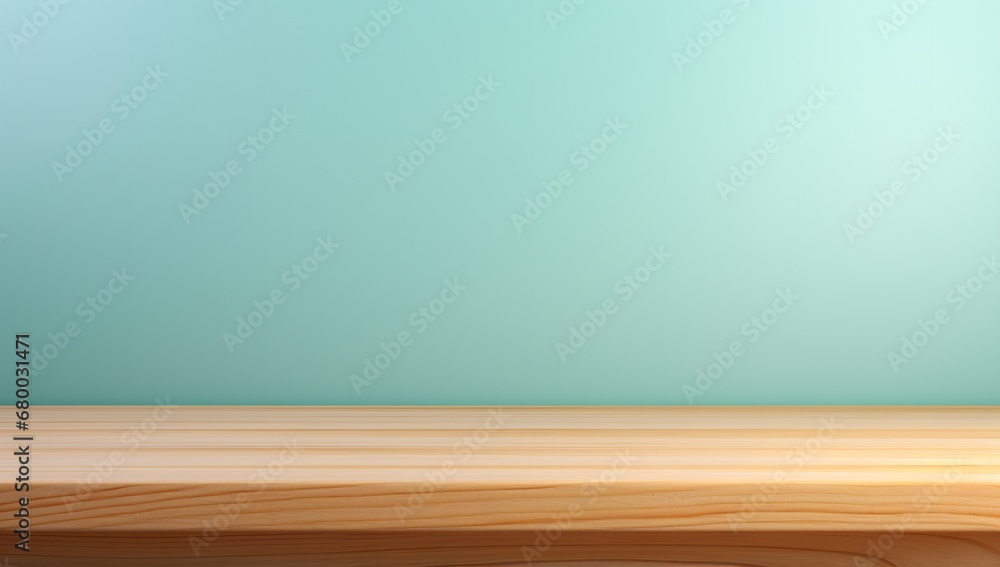 Naklejka premium Light colored wooden surface on green background