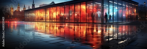 Light Trails On Modern Building Background, Banner Image For Website, Background abstract , Desktop Wallpaper