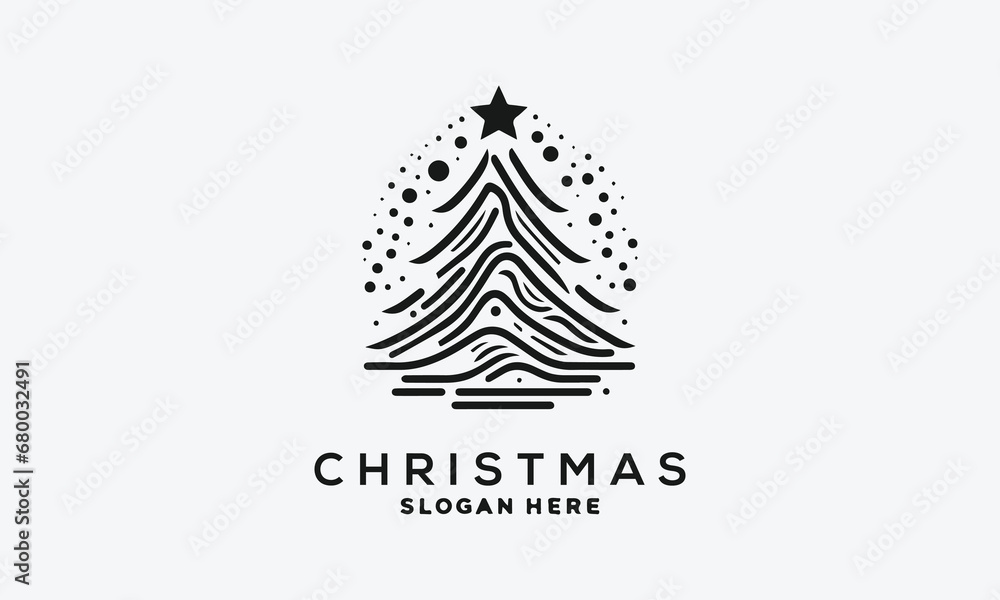 Christmas tree vector logo icon illustration design 