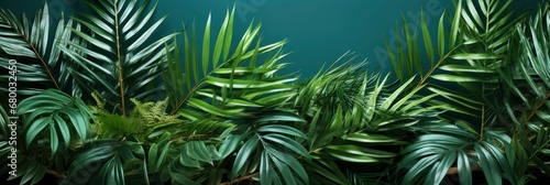 Palm Leaf On Green Surface Shadow, Banner Image For Website, Background abstract , Desktop Wallpaper