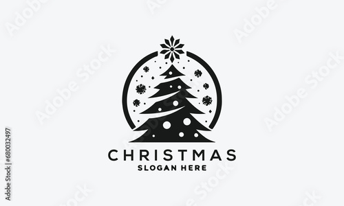 Christmas tree vector logo icon illustration design 