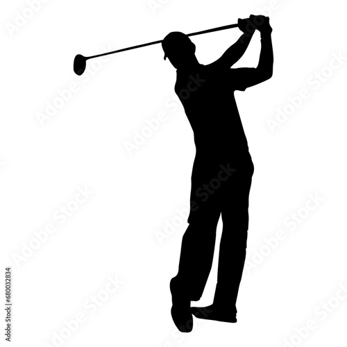 silhouette of person playing golf