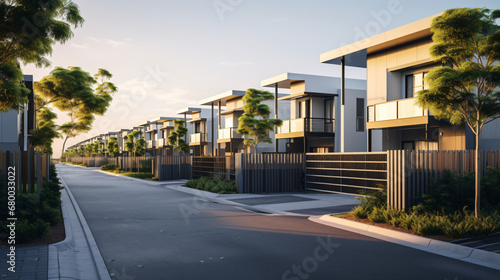 Newly built residential townhouses located in an Australia