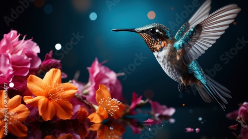 Beautiful Colourful Hummingbird Pink Flower Bunch, HD, Background Wallpaper, Desktop Wallpaper © Moon Art Pic